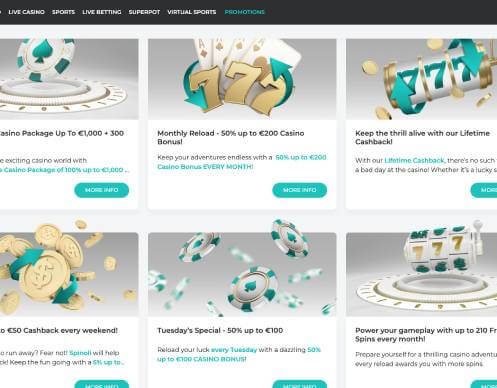 Spinoli Casino promotions screenshot