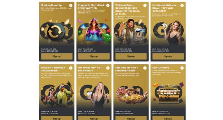 GQbet Casino promotions screenshot
