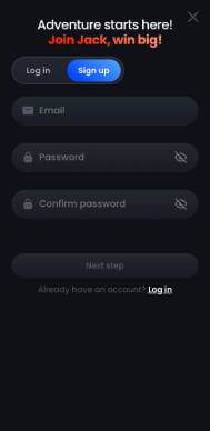 MonacoJack Casino signup screenshot