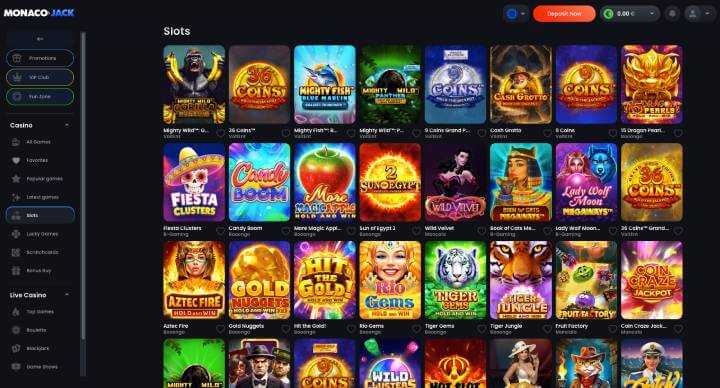 MonacoJack Casino online slots screenshot